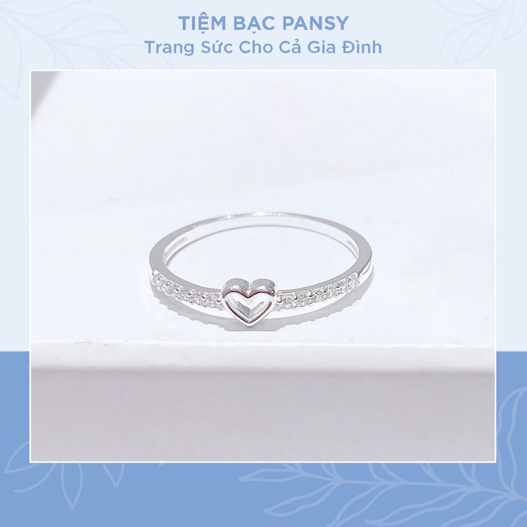 Nhẫn bạc nữ PANSY trái tim Lover đính đá sang trọng, nhẹ nhàng