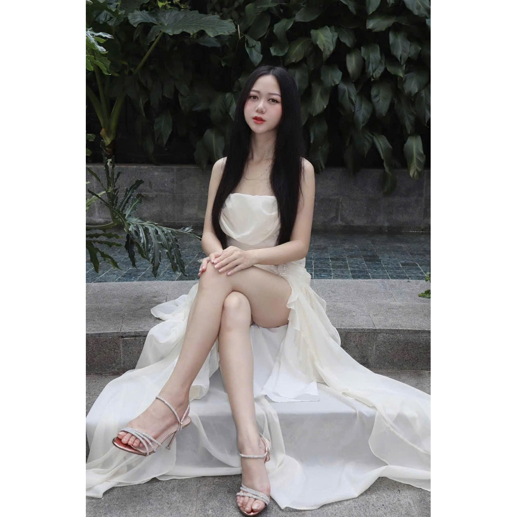 HTB STORE - DV1 ĐẦM VOAN 2 DÂY XẺ TÀ KHOEN EO CỔ ĐỔ, ĐẦM ĐI CHƠI, ĐẦM ĐI BIỂN, ĐẦM ĐI DU LỊCH CỰC XI