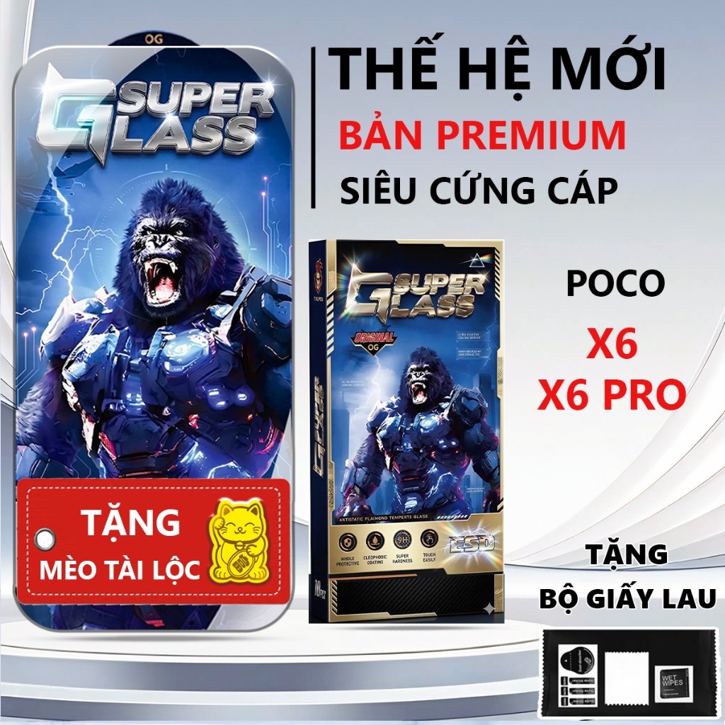 Kính cường lực Premium POCO X6/ X6 PRO siêu bền, cứng cáp, bảo vệ màn hình toàn diện-Pancase