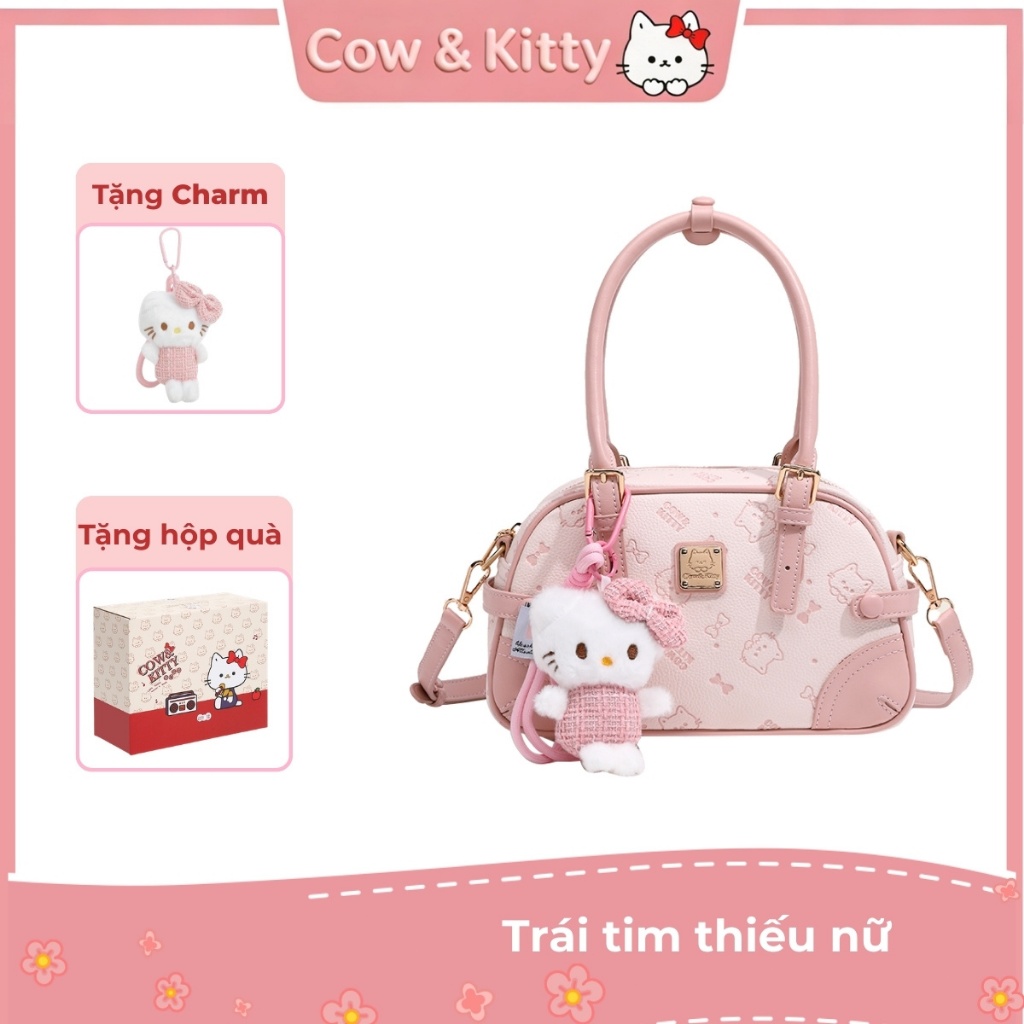 COW & KITTY/BORRY ROSA Túi xách màu hồng  Túi xách nữ dễ thương Du lịch nhỏ tiện lợi