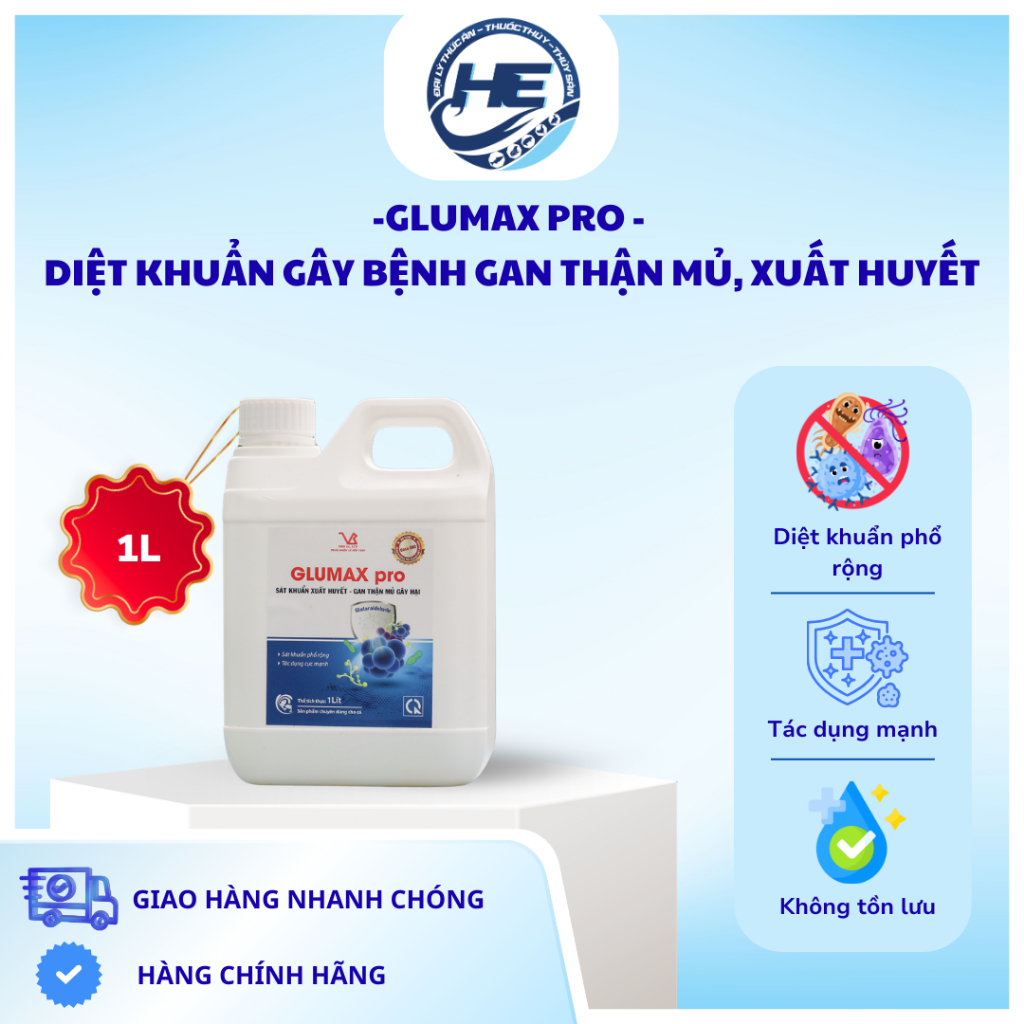 VIBO GLUMAX Pro – Xử lý nước ao nuôi, Diệt khuẩn gây xuất huyết - Gan thận mủ