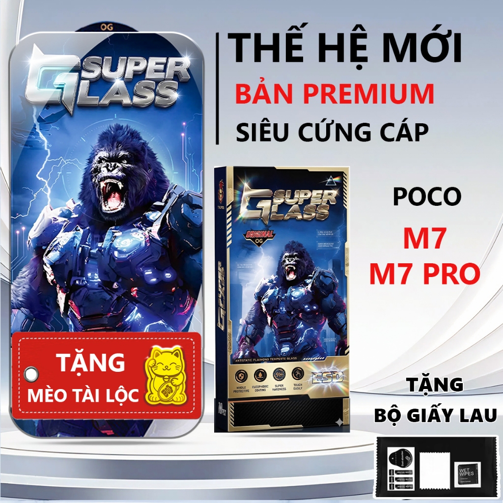 Kính cường lực Premium POCO M7/ M7 PRO 5G siêu bền, cứng cáp, bảo vệ màn hình toàn diện-Pancase