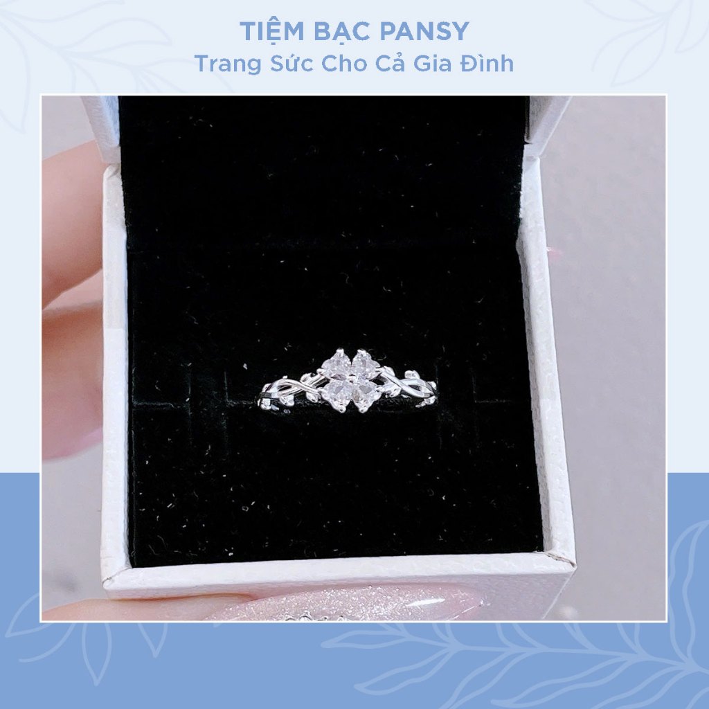 Nhẫn bạc nữ PANSY dáng hoa đính đá nhỏ xinh, thanh lịch, tinh tế