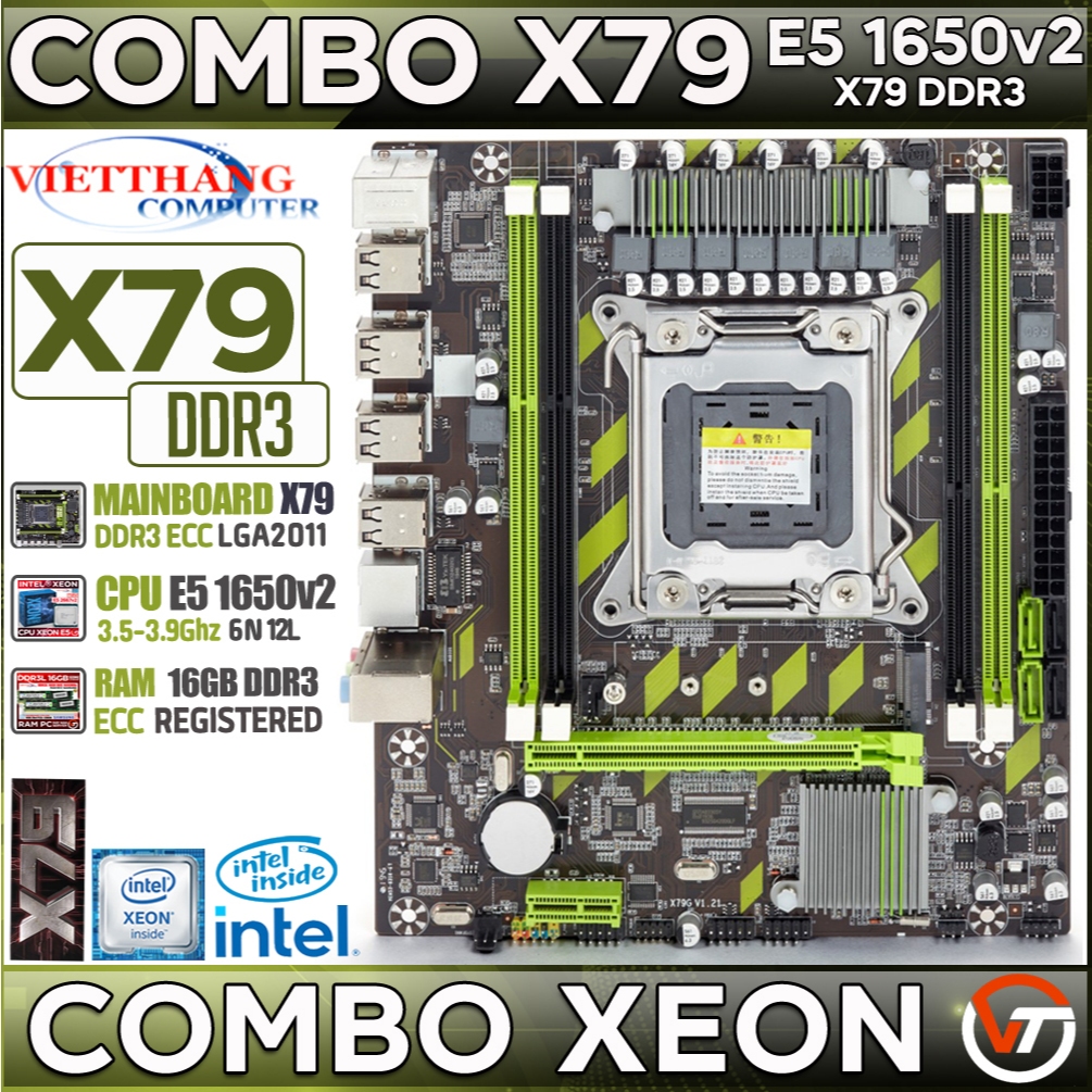 Combo Mainboard X79 + CPU E5 1650v2 Tốc độ cao 3.5G hz - 3.9 Ghz Chơi Game - Giả lập (Main New 100%)