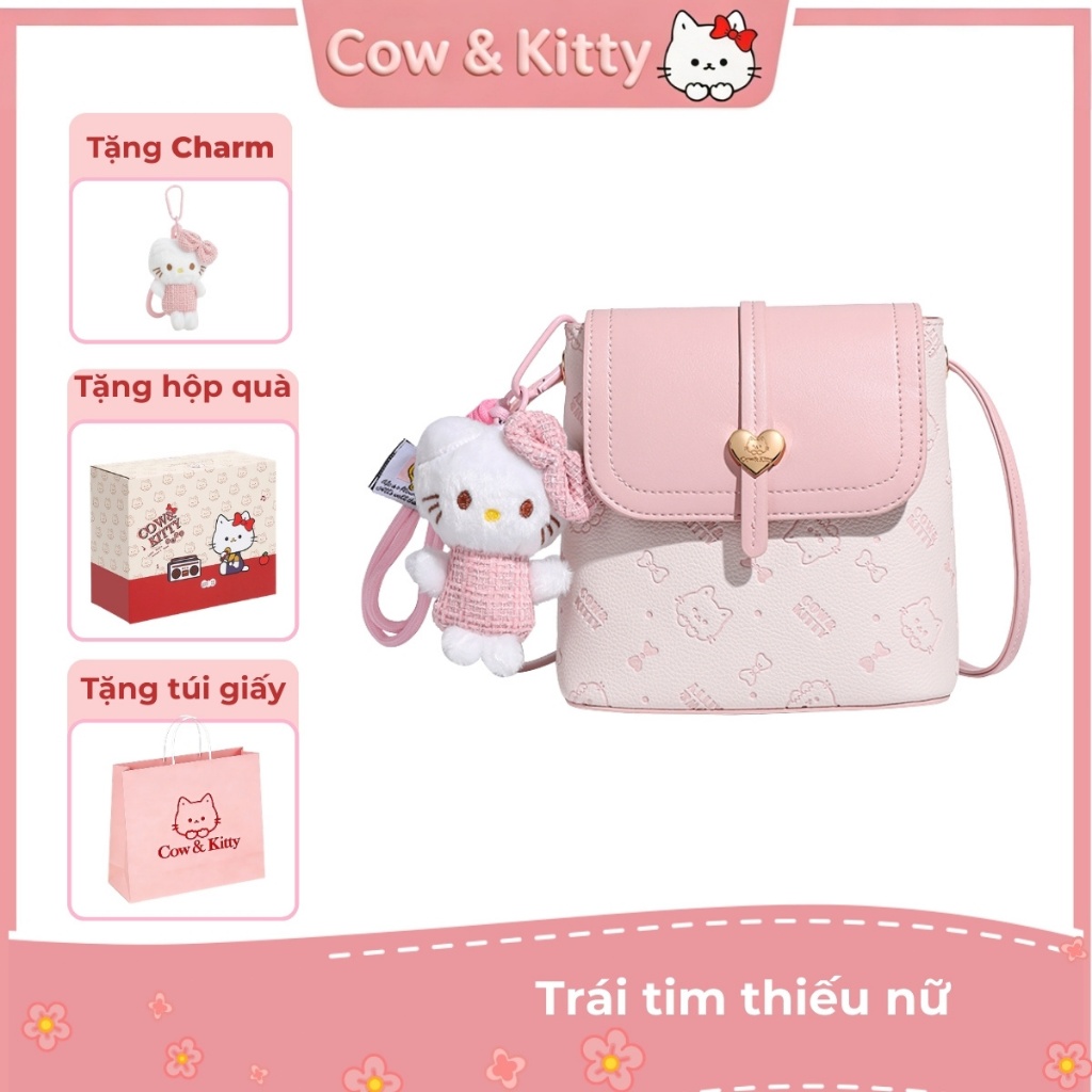Túi Xách Nữ Mini Dễ Thương Phong Cách Hello Kitty Quà Tặng Bạn Gái Màu Hồng (Hộp quà)