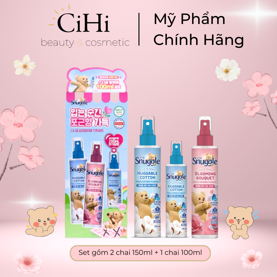 [Set Limited Olive Young] Xịt Thơm Quần Áo Hàn Quốc Snuggle Chính Hãng Thơm Dịu Nhẹ Cho Cả Gia Đình