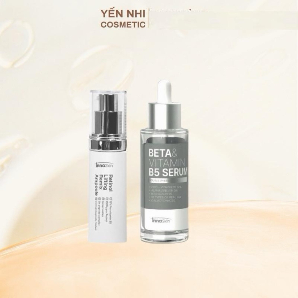 Innoskin Combo Retinol Lifting Remix Ampoule 30ml & Beta Vitamin B5 Serum 50ml Hỗ Trợ Da Mịn Màng Că