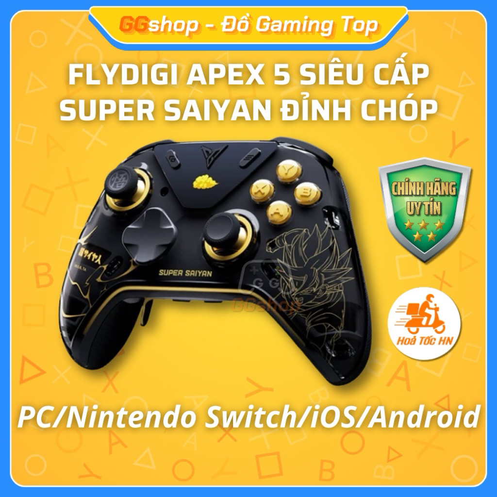 Tay Cầm Flydigi Apex 5 Super Saiyan Cho PC/Nintendo Switch/iOS/Android