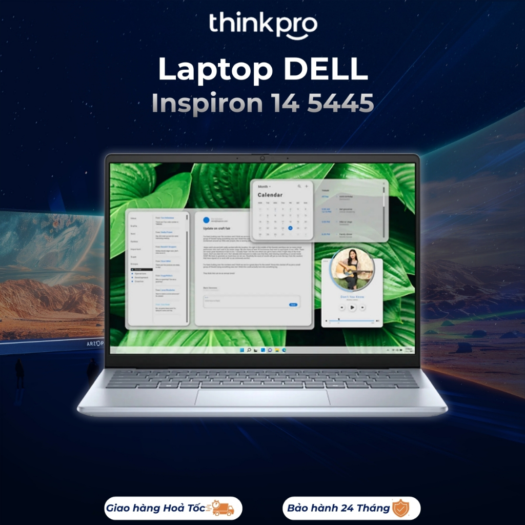 Laptop văn phòng Dell Inspiron 14 5445 AMD Ryzen 7 8840HS 3.3GHz | 16GB | 512GB | 2.2k | BH 12 tháng