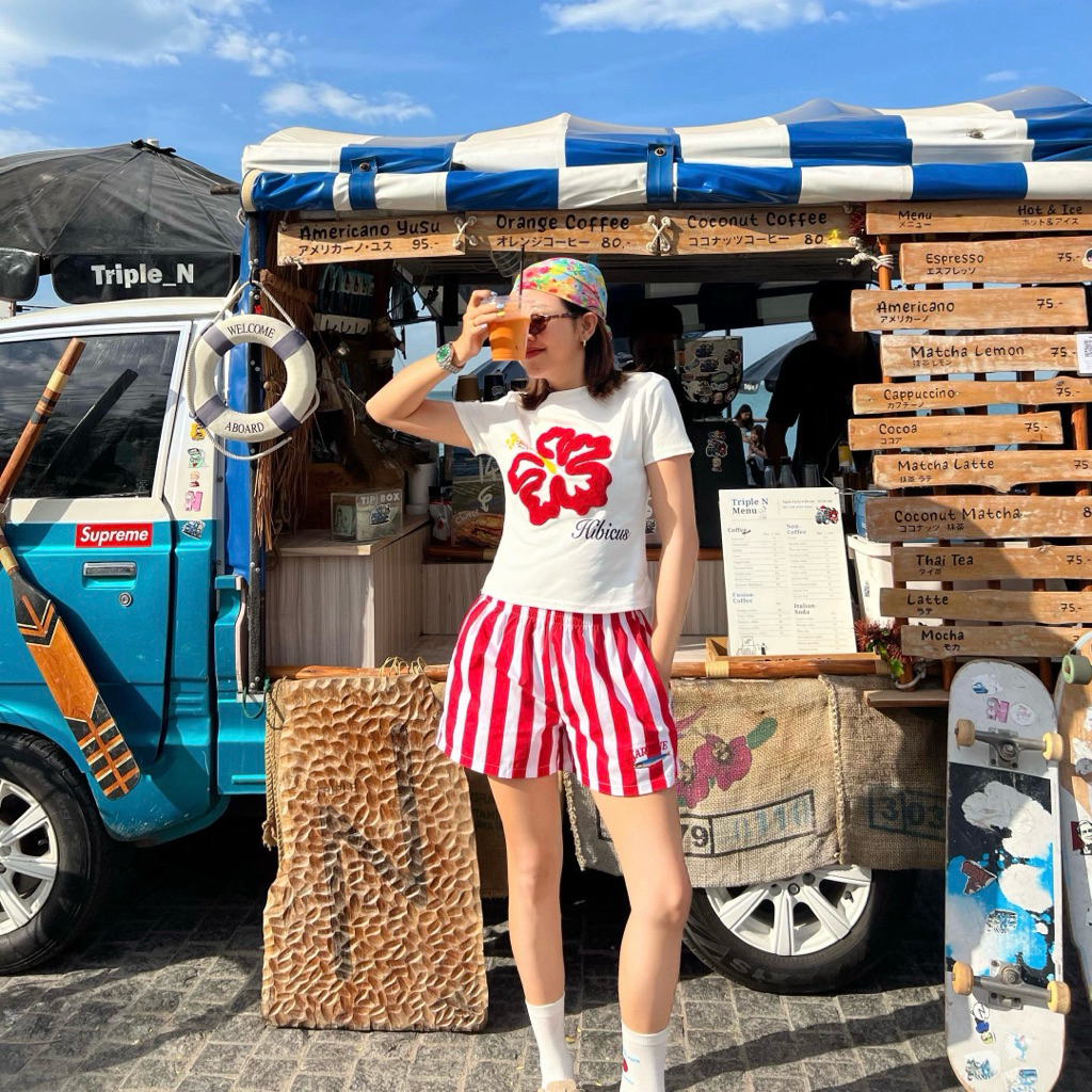 [HÀNG MỚI VỀ] Áo Thun Nữ Babytee HIBISCUS Cotton Mềm Mịn Vintage Phong Cách Mỹ -  MOJITO STUDIO
