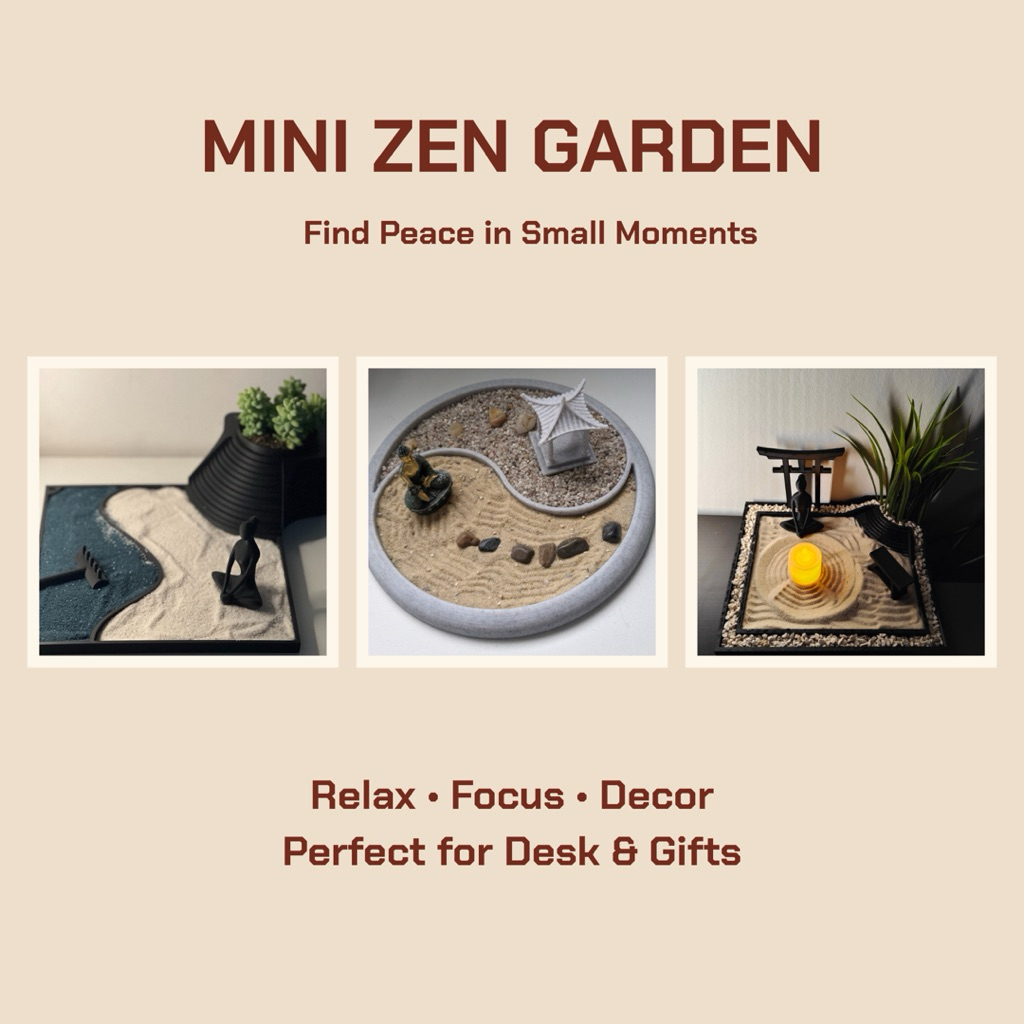 Vườn thiền cát mini trang trí bàn làm việc/ Mini Zen Garden - Bộ thiền cát thư giãn, giảm stress - D