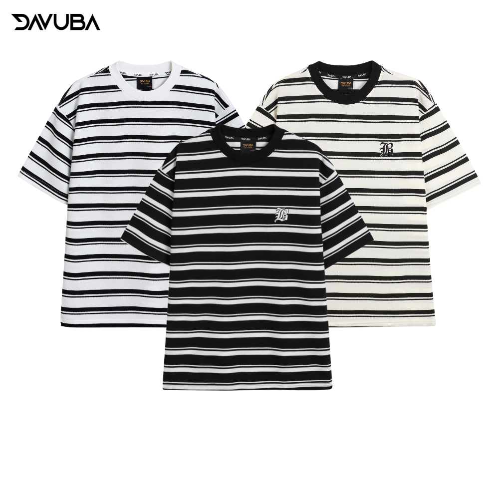 Áo thun kẻ sọc Dream DAVUBA nam nữ cộc tay cổ tròn mới nhất