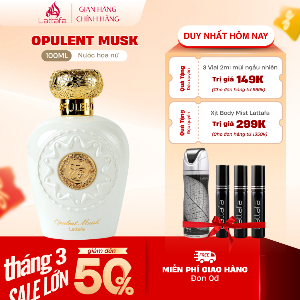 Nước Hoa Nữ Lattafa Opulent Musk EDP 100ml - Cuốn hút, Sang trọng, Thanh lịch