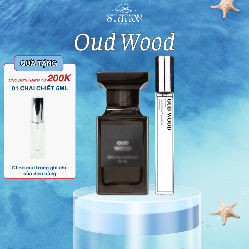 Nước Hoa Unisex Chiết Oud Wood STATION SCENT, Dầu Thơm Hương Gỗ, Bí Ẩn, Sang Trọng, Tinh Tế