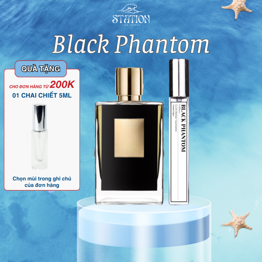Nước Hoa Unisex Chiết Black Phantom STATION SCENT, Dầu Thơm Hương Vani, Bí Ẩn, Quyến Rũ, Sang Trọng