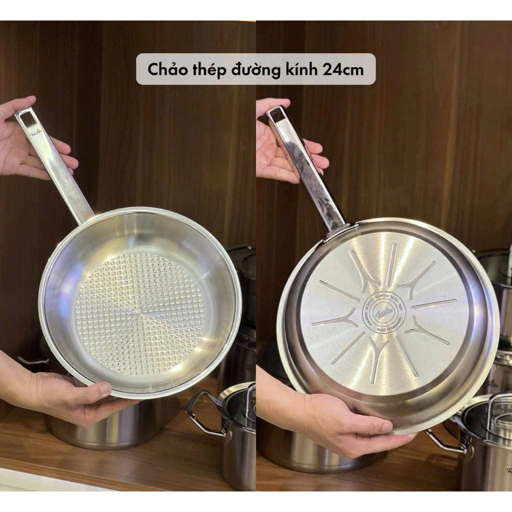 🇩🇪CHẢO THÉP FISSLER OGINIAL PROFI 24cm CAO CẤP sản xuất tại Đức -MADE IN GERMANY