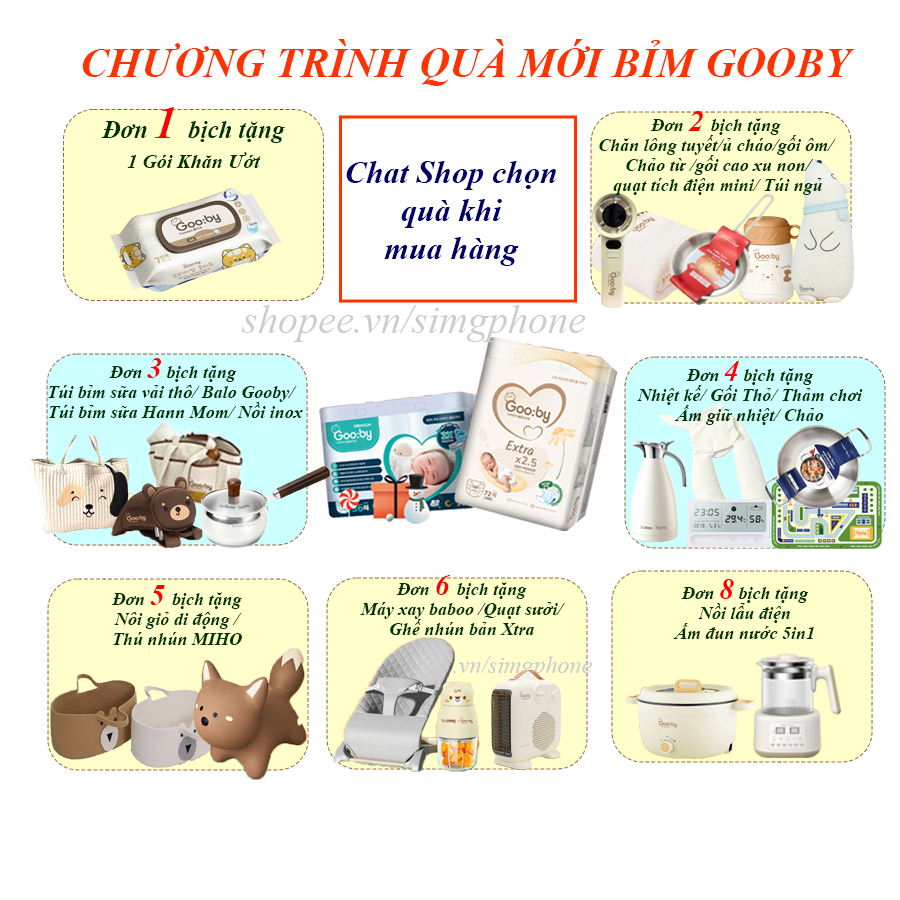(Tặng quà từ 1 bịch)Tã/bỉm quần dán Gooby EXTRA /Premium Hàn Quốc chống tràn hiệu quả đủ size M58/L52/XL48/XXL46