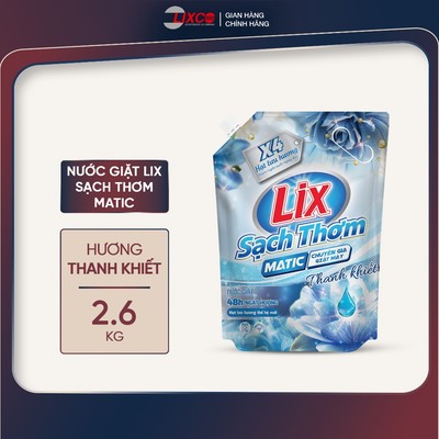 Nước giặt Lix sạch thơm matic hương thanh khiết TÚI sạch nhanh vết bẩn 00279 và 00280 thơm ngát hương - Lixco Việt Nam