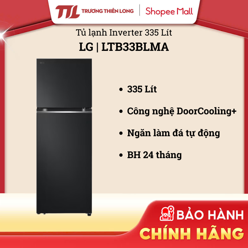 Tủ Lạnh LG Ngăn Đá Trên 335 Lít Màu Đen Nhám LTB33BLMA [FREESHIP HCM]