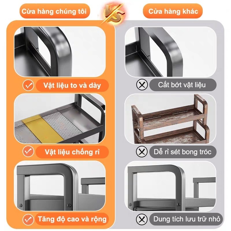 BMZAR Kệ Gia Vị INOX 304 Đặt Bàn Cao Cấp Không Han Gỉ,  Tặng Kèm Khay Để Thớt | BigBuy360 - bigbuy360.vn
