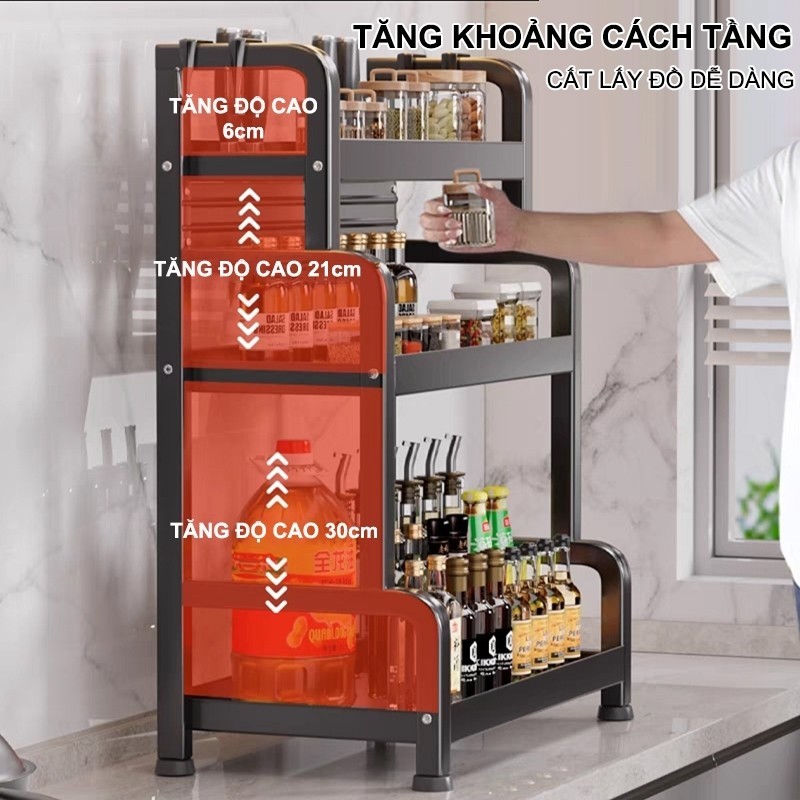 BMZAR Kệ Gia Vị INOX 304 Đặt Bàn Cao Cấp Không Han Gỉ,  Tặng Kèm Khay Để Thớt | BigBuy360 - bigbuy360.vn