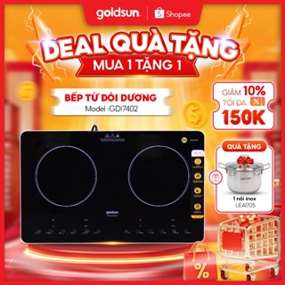Bếp Từ Đôi Dương Goldsun Chất Liệu Mặt Kính Chịu Lực Có Màn Hình Led Nhạy Cảm Ứng Thông Minh GDI7402