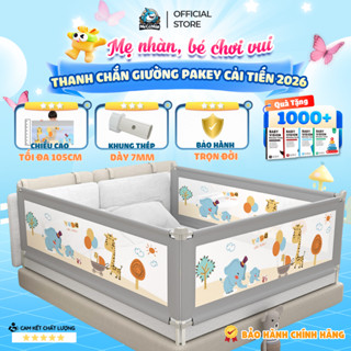 Thanh Chắn Giường Pakey NV2 Nâng Hạ Dạng Trượt Dễ Dàng ,Thanh Chắn Giường Có Khóa Xoáy 2 Chiều, Bọc Xốp An Toàn Cho Bé