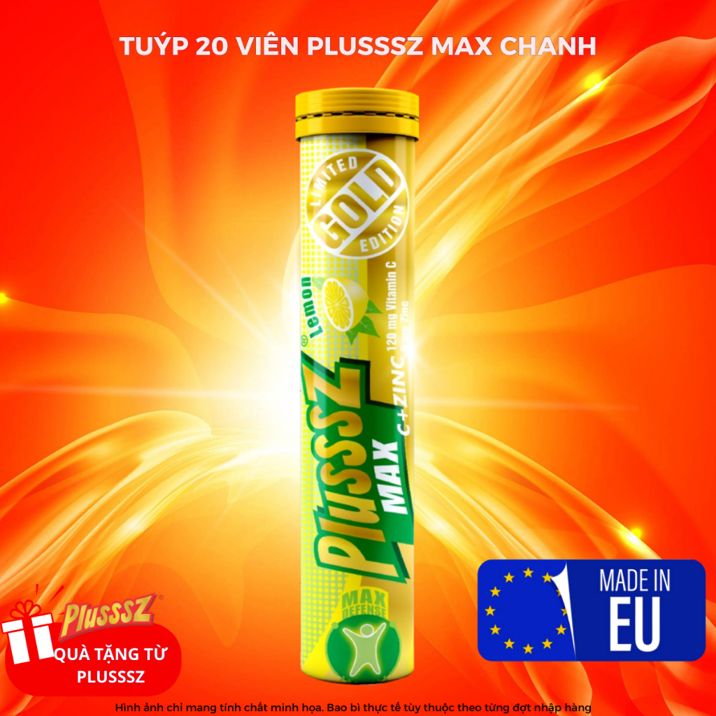 PLUSSSZ - QUÀ TẶNG KHÔNG BÁN - Viên sủi Plusssz Max Vitamin C & Kẽm tăng đề kháng vị chanh