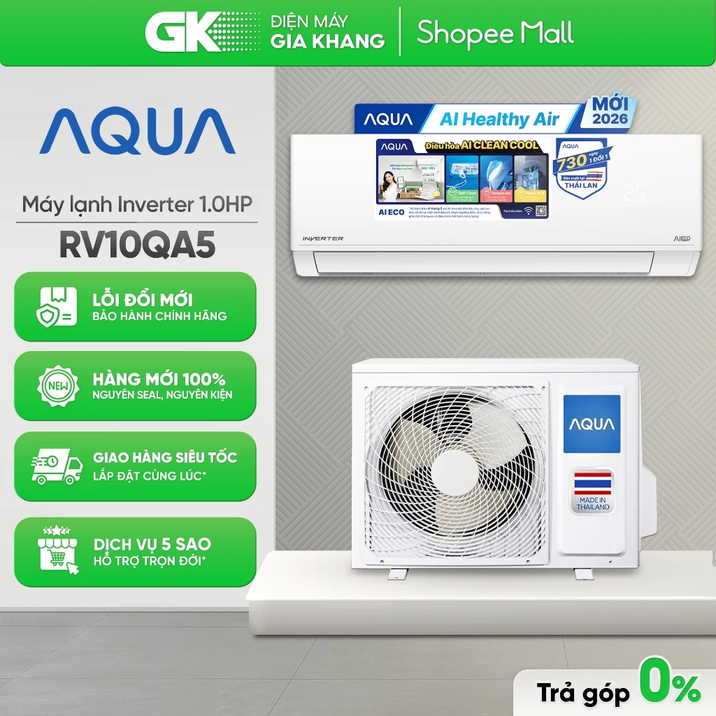AQA-RV10QA5 | AQA-RV10QA3 - Máy Lạnh | Điều Hoà Aqua Inverter 1.0 HP AQA-RV10QA3 [Freeship CẦN THƠ]