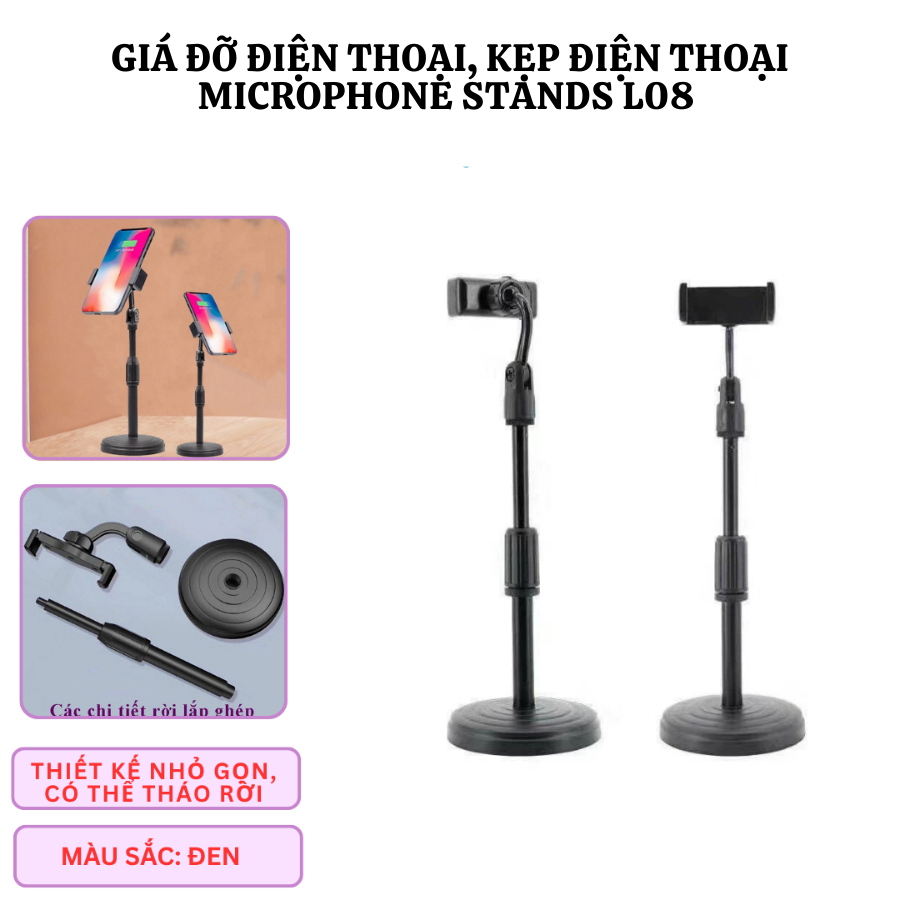[kẹp đt L08] Giá Đỡ Điện Thoại L08 Gấp Gọn Điều Chỉnh Góc Nhìn Tiện Lợi Để Bàn Xem Video Livestream 