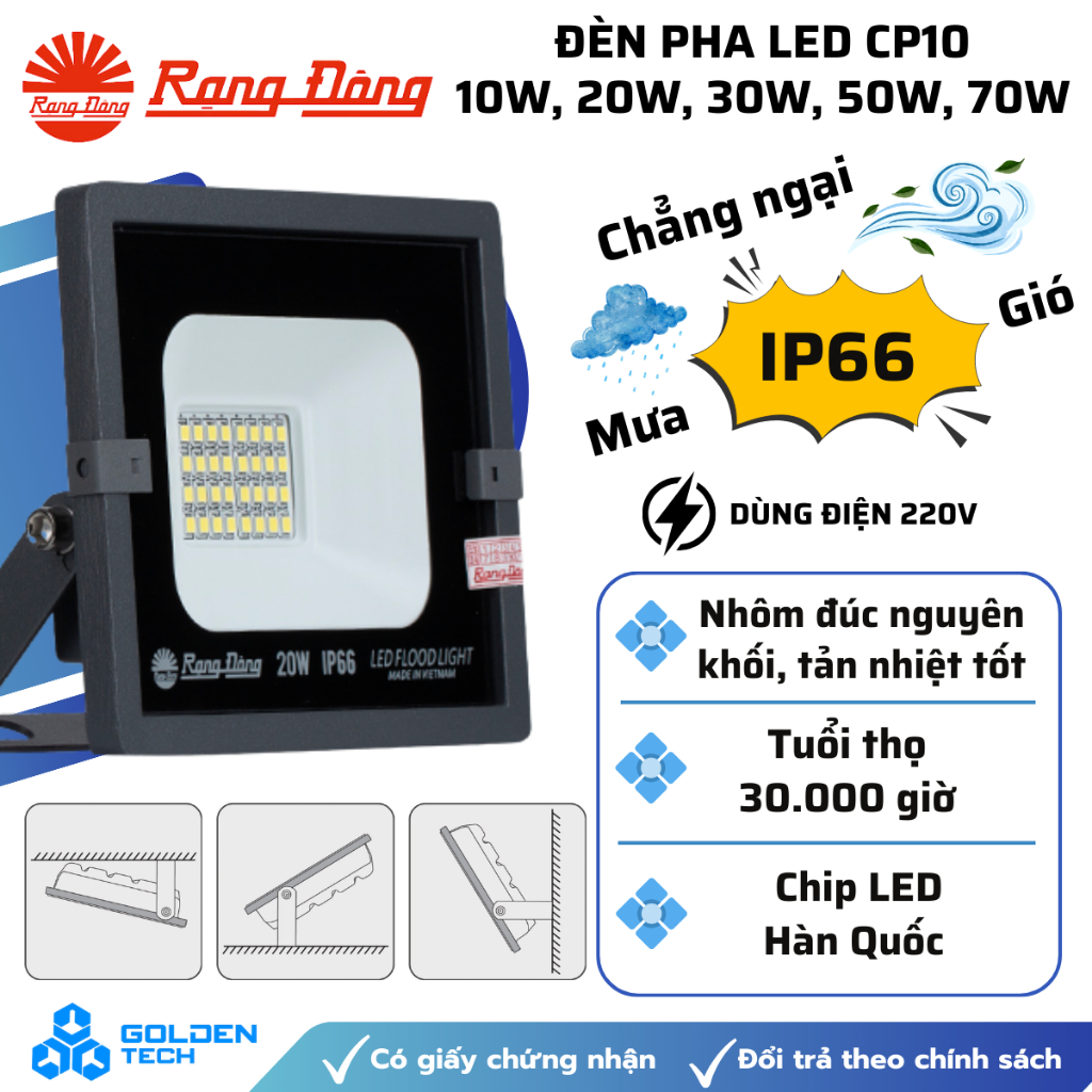 [RẠNG ĐÔNG] Đèn Pha LED IP66 50W Model: CP10 50W