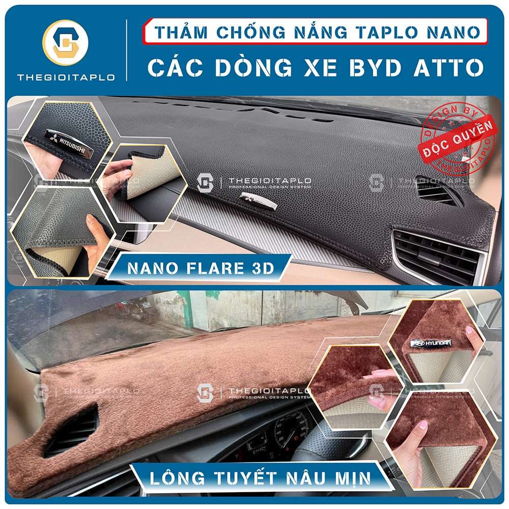 [BYD Atto 2, BYD Atto 3, BYD M6, BYD Sealion 6] Thảm taplo oto các dòng xe BYD da Nano Blockers UV,N