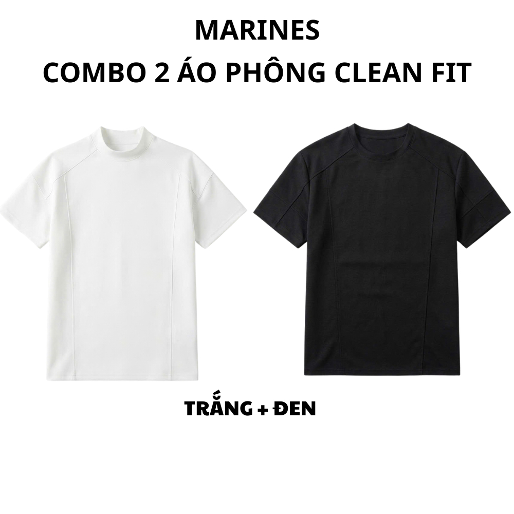 [COMBO 2 Áo] Áo Thun Clean Fit MARINES Chất COTTON Hàn Co Dãn 4 Chiều Thể Thao Năng Động