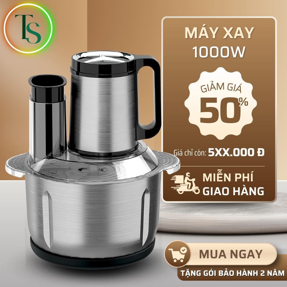 Máy xay thịt đa năng LUMABELLA công suất cao cối Inox, kết hợp cắt lát, đánh trứng, bóc tỏi SK06020 + SK06019 + LB56002