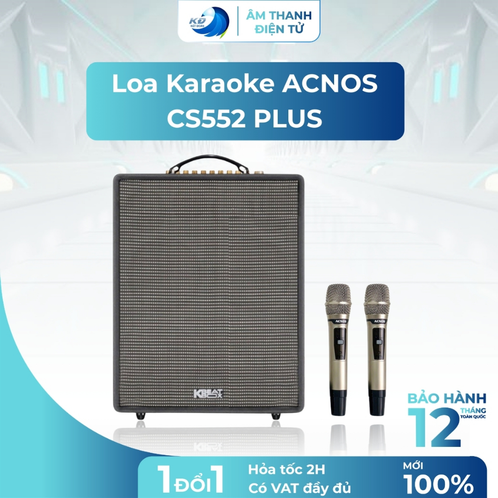 Loa Karaoke ACNOS CS552 PLUS Di Động 3 Đường Tiếng, Âm Bass Mạnh, Bluetooth 5.0, Tặng 2 Micro
