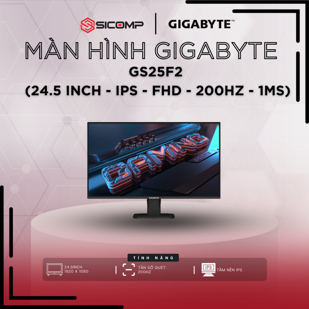 [FV] MÀN HÌNH GIGABYTE GS25F2 (24.5 INCH/ FHD/ IPS/ 200HZ/ 1MS), BH 3Y