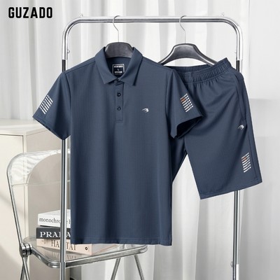 Set Bộ Hè Nam GUZADO Vải Cotton, Form Regurlar fit Thể Thao Cao Cấp, Đồ Dạo Phố, Du lịch MBP2602-MABP26S012