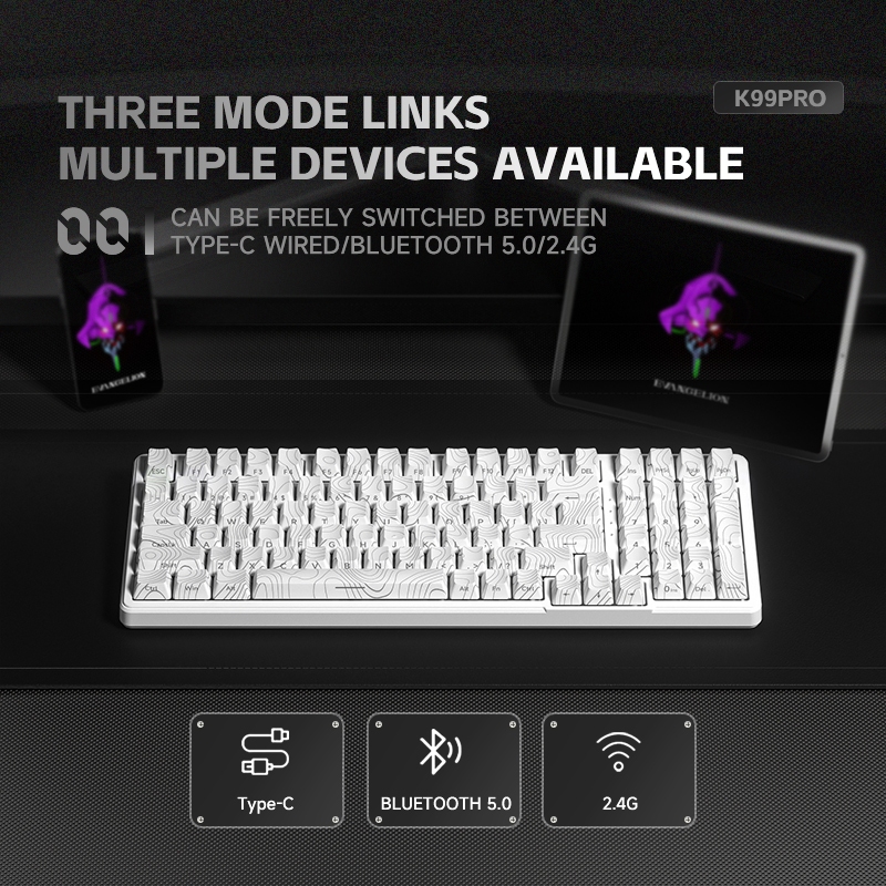 Bàn Phím Cơ Bluetooth 2.4G FURYCUBE K99PRO Gasket RGB, 5 Pin Hotswap, PBT Keycap, Văn Phòng & Gaming | BigBuy360 - bigbuy360.vn