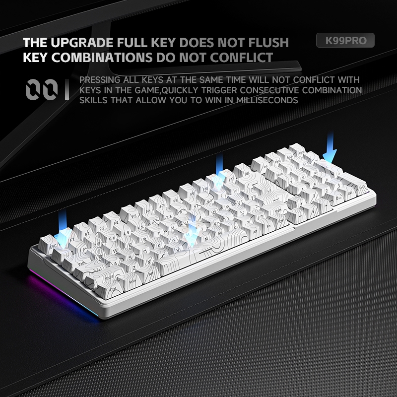 Bàn Phím Cơ Bluetooth 2.4G FURYCUBE K99PRO Gasket RGB, 5 Pin Hotswap, PBT Keycap, Văn Phòng & Gaming | BigBuy360 - bigbuy360.vn