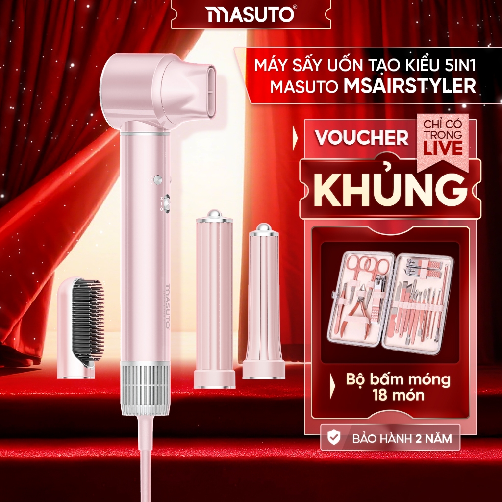 [GIÁ TỐT TẠI LIVE] Máy Sấy Tóc Tạo Kiểu 5in1 Masuto AirStyler Đa Chức Năng Công Nghệ Ion Giảm Hư Tổn