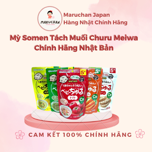 Mì somen tách muối Cho Trẻ 5m+ Baby Churu Meiwa Nội Địa Nhật Bản