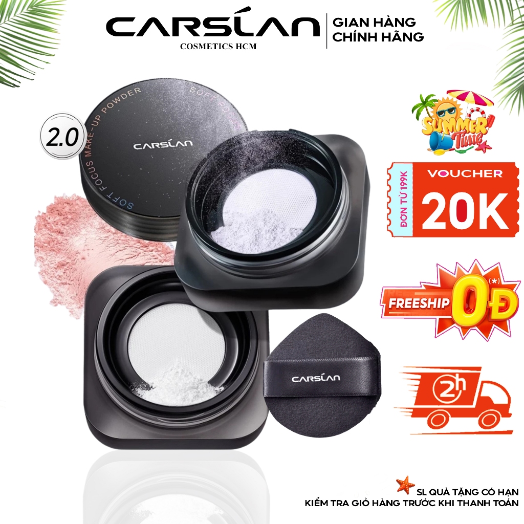 Phấn Phủ Kiềm Dầu CARSLAN Chống Nước Ngăn Bóng Dầu Lâu Trôi Che Phủ Tự Nhiên Sang Trọng An Toàn 8g