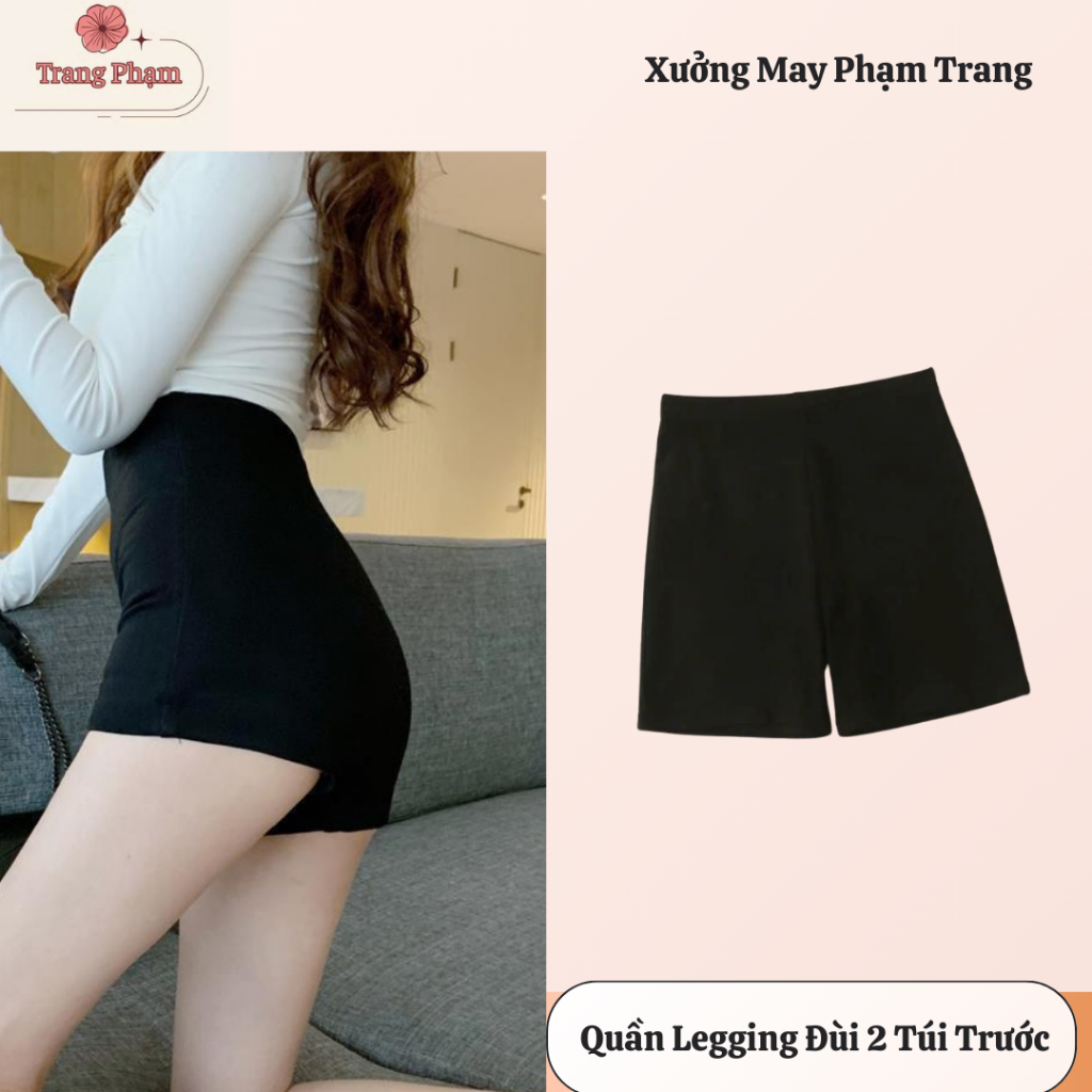 Quần Leging Đùi Có Túi Biker Short Nữ Dáng Ngắn Nâng Mông