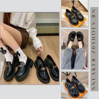 Giày Oxford Nữ Miu Miu, Giày Da Nữ Đế Cao 5cm (Phân) Miu Da Bóng Da Mềm || Mã N05