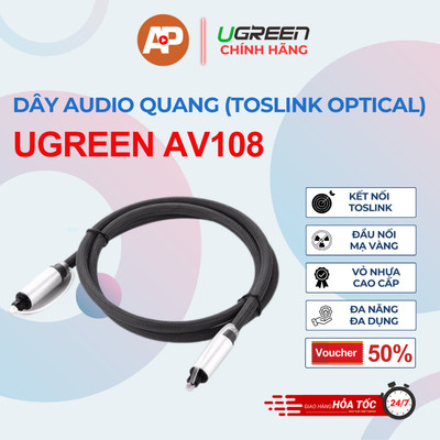 Cáp quang âm thanh bọc dù cao cấp - Dây audio quang (Toslink Optical) đầu nhôm UGREEN AV108