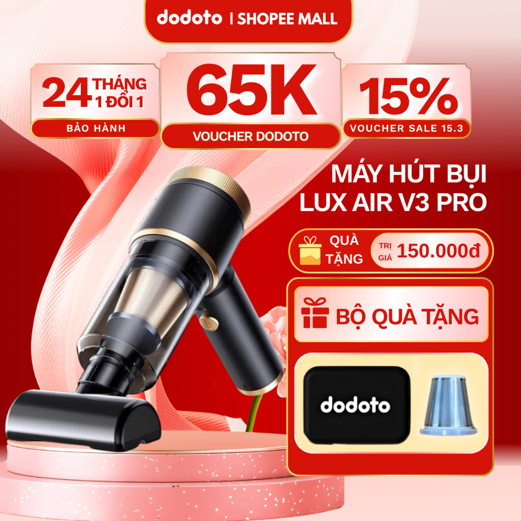 Máy hút bụi cầm tay dodoto mini không dây lực hút 25.000Pa Bảo hành 24 tháng