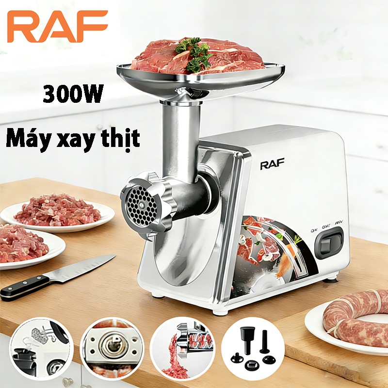 RAF Máy xay thịt và đùn xúc xích 300W Hoàn toàn tự động xay thịt nhanh chóng an toàn  tiện lợi Phù hợp với gia đình