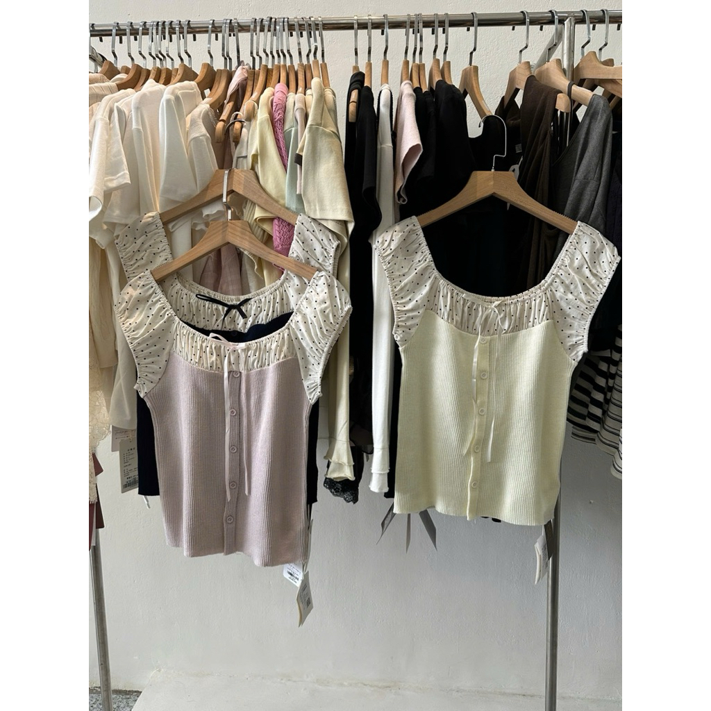 [PORO Clothing ] 1031041 áo voan len chấm bi