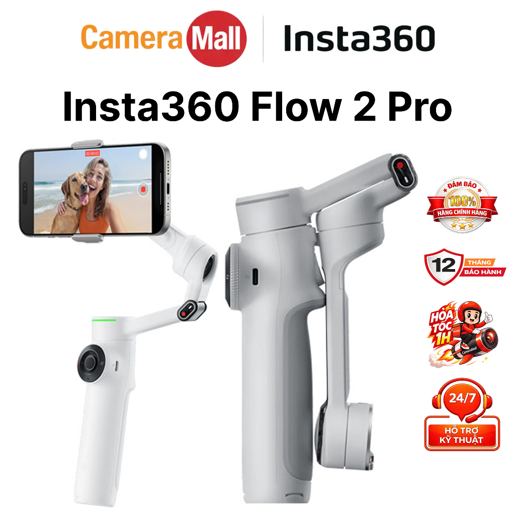Gimbal Insta360 Flow 2 Pro Standard Bundle - Tay Cầm Chống Rung cao cấp cho Điện Thoại Chính Hãng