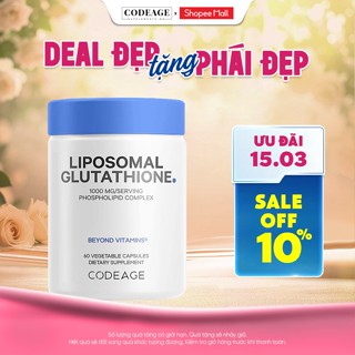 TPBVSK Viên uống hỗ trợ sáng da, mờ nám tàn nhang, chính hãng Codeage - Liposomal Glutathione 1000mg 60 viên